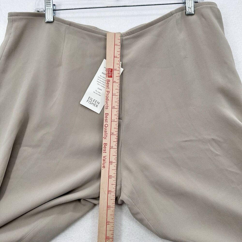 Eileen Fisher Pants XL Heavyweight Stretch Silk Georgette Dove Wide Straight NEW - Picture 7 of 11